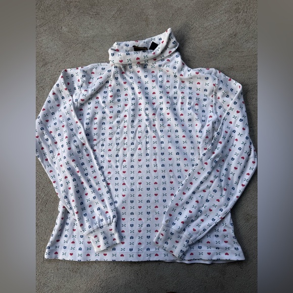 Eddie Bauer Tops - Vintage Eddie Bauer Size M White Turtleneck with Red and Blue cottagecore